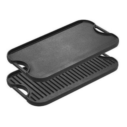 Lodge Pre-Seasoned Cast Iron Reversible Grill/Griddle With Handles, 20 Inch x 10.5 Inch - One tray